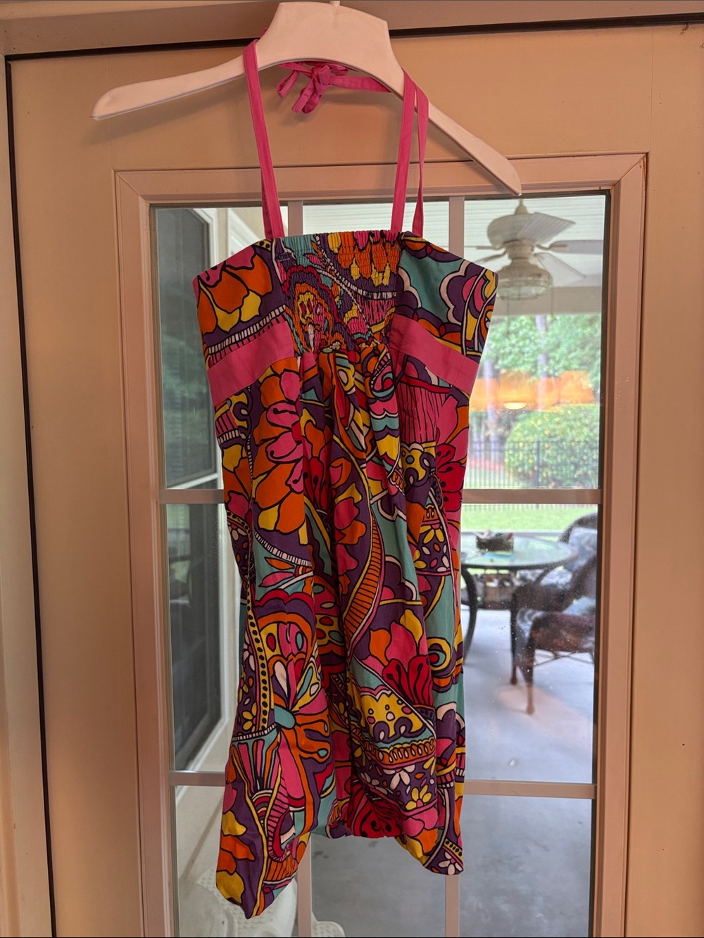 Girls' Lilly Pulitzer Cotton Pink Multicolor Halter-Neck Dress